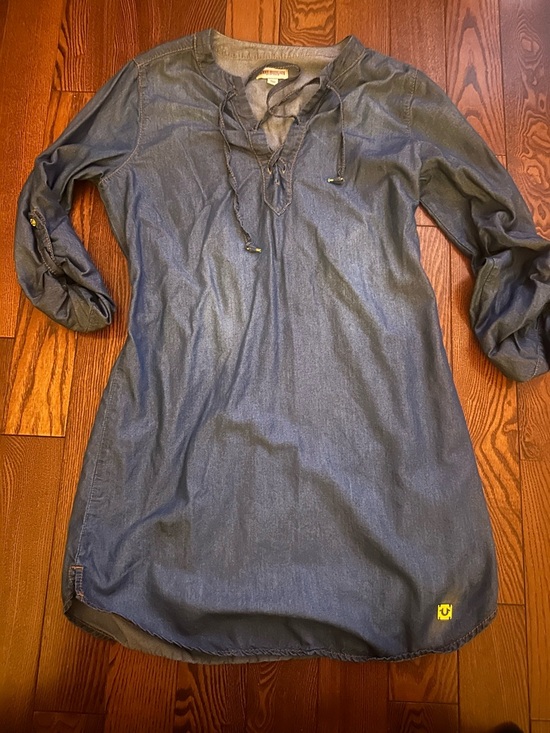True Religion Dresses & Skirts - True Religion Light Blue Denim Top with Red Logo Tag